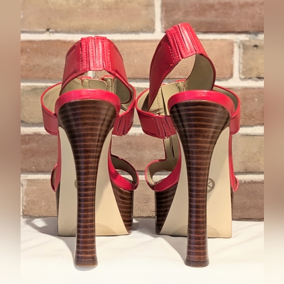 Brand New Michael Kors Berkley Leather Platform Sandal Lacquer Red Size 6 - Picture 9 of 13